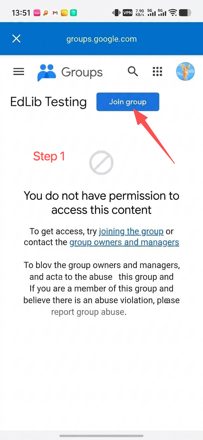 Tap “Join group” on the Google Groups page