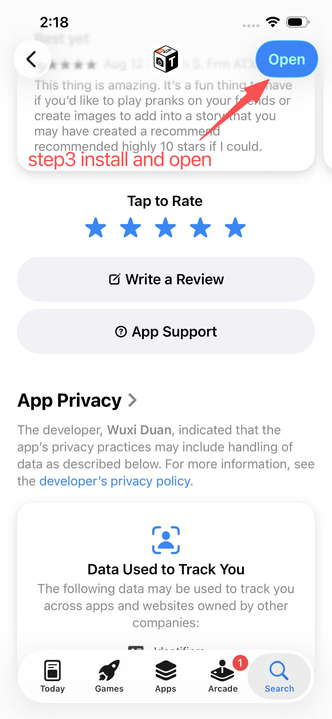 Open and use the app after installation